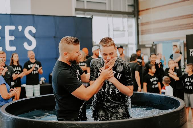 Baptism service at a Southern Baptist church