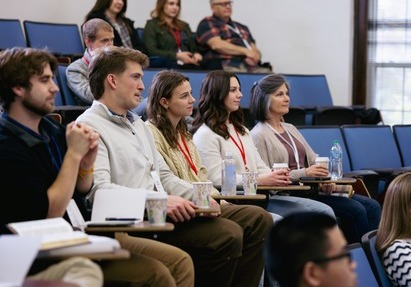 Southern Baptist seminary students during a classroom lecture