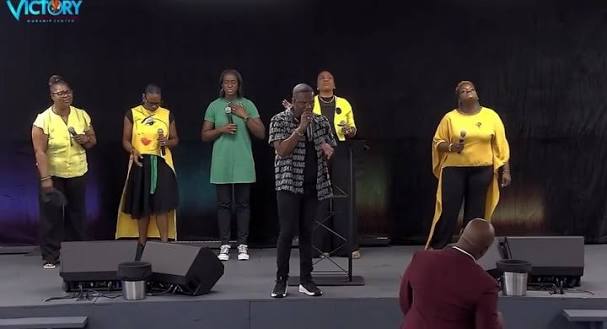 O'Neil Watson performing with a gospel choir